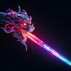 Neon light dragon animation. Animation collection concept with lightsaber and glow effects. Made...