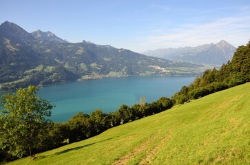 Ladera de la montaña entre Beatenberg y el lago Thunersee, Cantón de Berna, Suiza