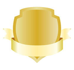 Heraldic blank shield icon with ribbon. Security illustration sign. Knight award symbol. Medieval royal vintage badge isolated on white