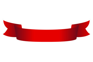 Heraldic red ribbon banner. Flag, decorative element, label or streamer.  illustration isolated on white background