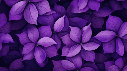 Fotobehang purple flower petals and leaves pattern © FryArt Studio