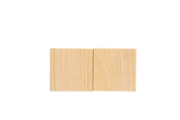 Two wooden cubes, with space for text. Transparent background. PNG. copy space.