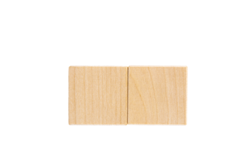 Two wooden cubes, with space for text. Transparent background. PNG. copy space.