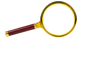 Magnifying glass, search., Transparent background. PNG. copy space.