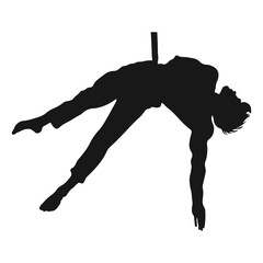 The girls silhouette is engaged in aerial acrobatics. Set of stock vector illustrations for your business, scrapbook, magazine.