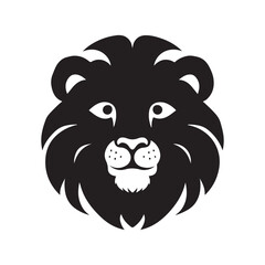 Illustration of lion with black and white style on white background.