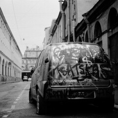 graffiti car in the city