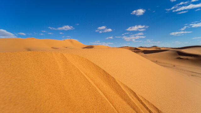 Closeup of sand in the desert of Merzouga, Morocco