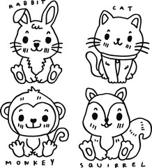 hand drawn cute animal and text for templates