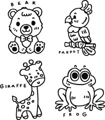 hand drawn cute animal and text for templates