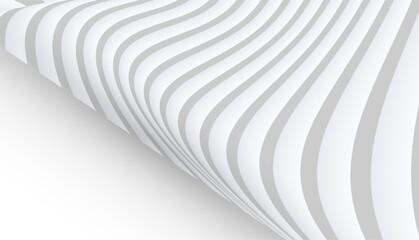Abstract white gray striped background with 3d lines pattern, 3d architectural perspective design.