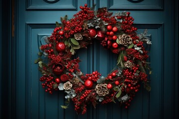 Fototapeta na wymiar Christmas door wreath