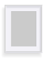 Photo frame isolated on white, rectangular frame mockup. Empty framing for presentations. Photo or picture painting frame, for art gallery interior.  template