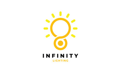 Logo vector minimalist neon lamp sun color light concept electric energy logotype design