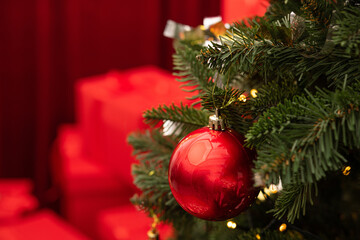 Christmas tree and gifts on a background. - 693901086