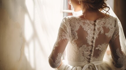 Fototapeta premium Details of the bride in a wedding dress