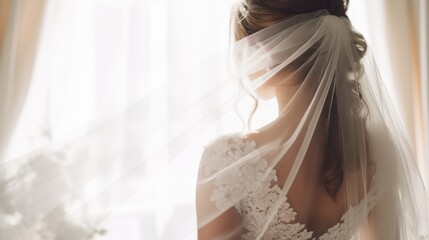 Details of the bride in a wedding dress