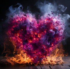 a burning heart made of fire