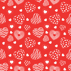 the pattern is seamless with hearts in red. valentine's day pattern for paper, for packaging for background.