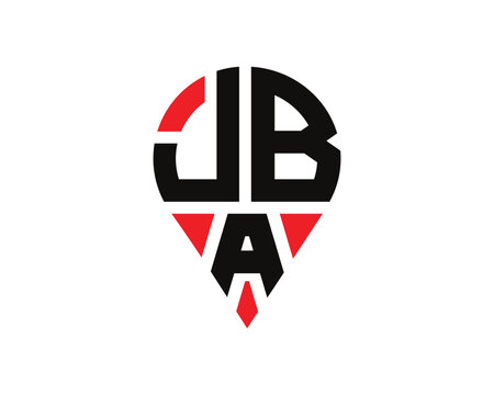 JBA letter location shape logo design.