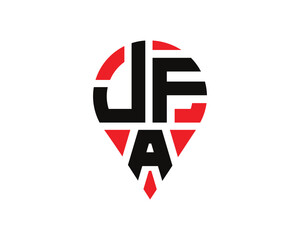 JFA letter location shape logo design.