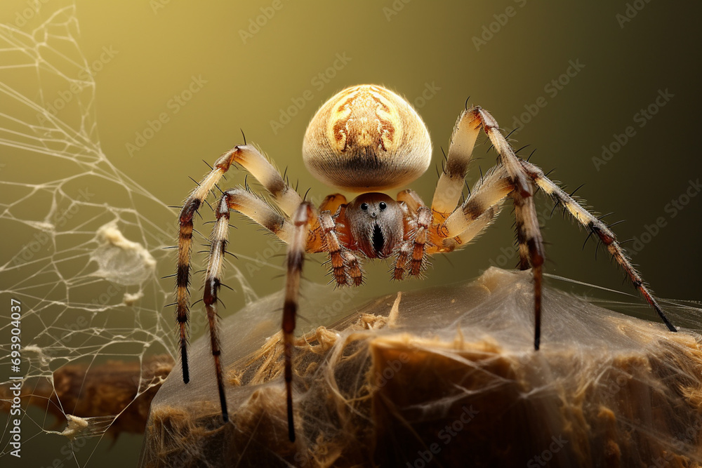 Poster The delicate details of a spider wrapping silk around its prey, the scene captured with precision in a mesmerizing macro composition. -