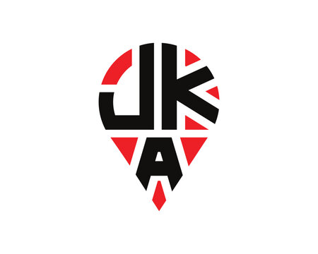 JKA letter location shape logo design.
