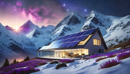 Serene Mountain Dwelling: A House with Solar Grid Amidst Breathtaking Peaks