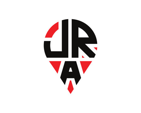 JRA letter location shape logo design.