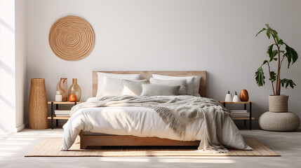 Simple minimalistic Boho style interior design bedroom