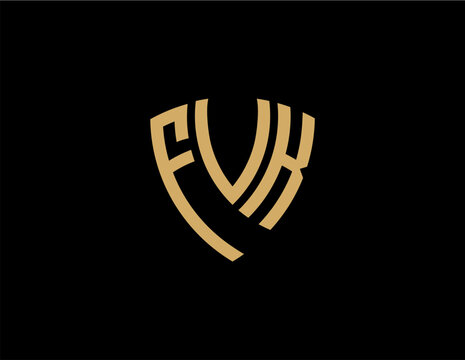 FVK creative letter shield logo design vector icon illustration	
