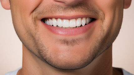 Fototapeta premium Handsome cute smile, male template for commercial, teeth care, dentist advertisement, mock up