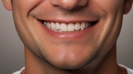 Handsome cute smile, male template for commercial, teeth care, dentist advertisement, mock up
