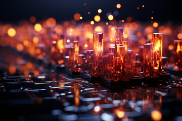 Silicon Sunrise: The Glow of a Futuristic Cityscape on a Microchip