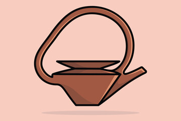 Beautiful Tea Kettle vector illustration. Kitchen interior object icon concept. Morning Tea Teapot with closed lid icon design on light orange background.