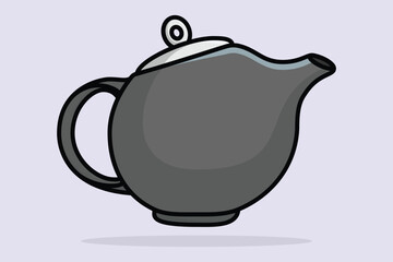 House Beautiful Round Teapot vector illustration. Kitchen interior object icon concept. Breakfast Teapot with closed lid vector design on light purple background.