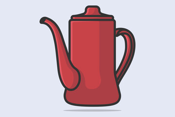 House Beautiful Teapot vector illustration. Kitchen interior object icon concept. Breakfast Teapot with closed lid vector design on light green background. Cafe and Restaurant icon logo.
