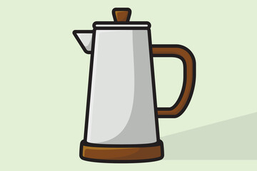 Obraz premium Beautiful Tea Kettle vector illustration. Kitchen interior object icon concept. Morning Tea Teapot with closed lid icon design on light orange background.