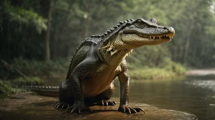 Fotobehang crocodile in the water © shafiq