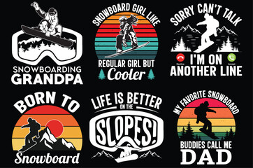 Snowboarding and Snowmobiling vector bundle T-shirt
