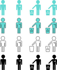 Set of line, outline, filled flat icons. Vector illustration, svg. Recycling, environment, save, protect our planet, world, home concept. 