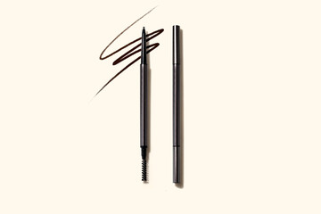eyebrow product with stroke line brush, a cosmetic makeup mockup for girl branding - obrazy, fototapety, plakaty