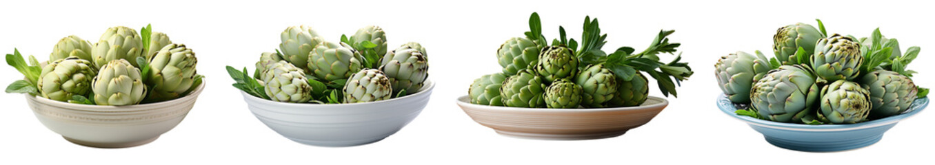 Collection of artichoke on a transparent png - obrazy, fototapety, plakaty