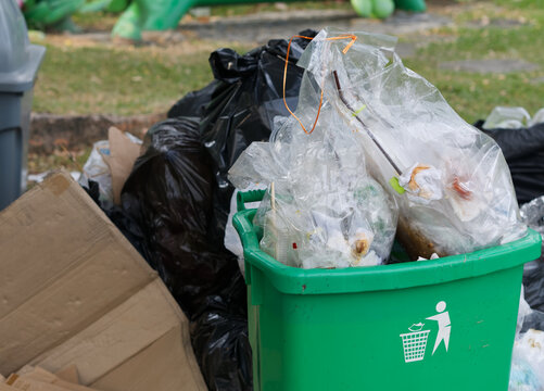 Waste Bin with Overflowing Garbage