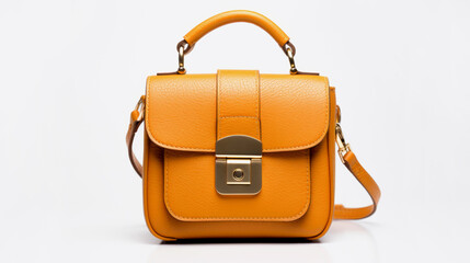 Stylish women's small brown bag on a light background