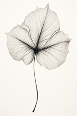 Monochrome Foliage: Artistic Black and White Illustration of a Graceful Leaf, Embracing Simplicity with Elegant Contrast