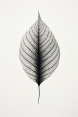 Monochrome Foliage: Artistic Black and White Illustration of a Graceful Leaf, Embracing Simplicity with Elegant Contrast