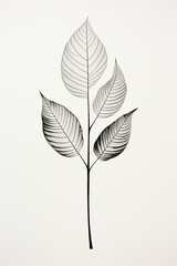 Monochrome Foliage: Artistic Black and White Illustration of a Graceful Leaf, Embracing Simplicity with Elegant Contrast