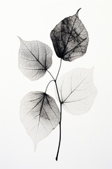 AI-Enhanced Monochrome Leaf Portraits: A Tranquil Symphony of Nature's Elegance in Captivating Black and White Compositions, Inviting You to Discover the Beauty of Serene Foliage in Every Whispered De