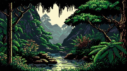 Foto op Canvas Jungle forest river, Ai generated game landscape © Vector Tradition